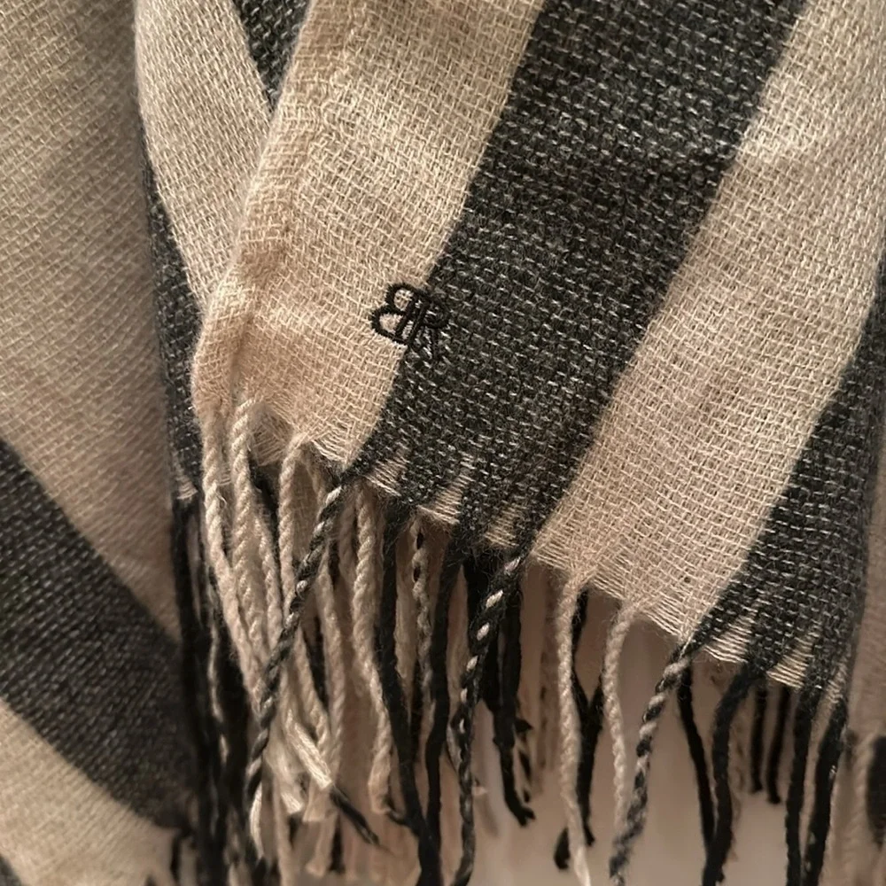Banana Republic Cashmere Blend Erin Plaid Neutral Wrap Scarf Fringed Cozy OS